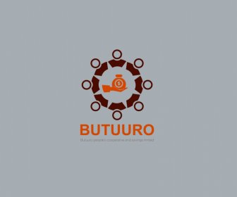 Butuuro логотип шаблон симметричный круг декор силуэт рука деньги сумка эскиз