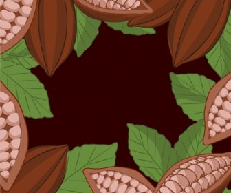 Cacao Fruits Background Dark Brown Green Design