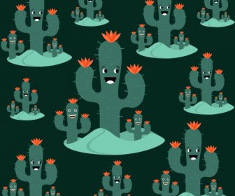Cactus Background Stylized Tree Green Tree Icons