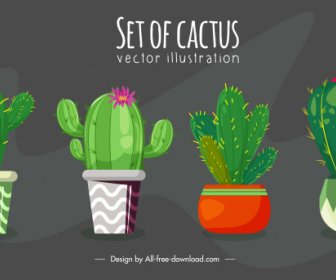 Cactus Houseplant Latar Belakang Desain Handdrawn Klasik