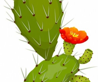 Icône De Cactus Coloré Décor D’épines 3d