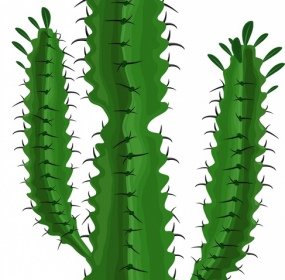 Kaktus-Ikone 3D Grünes Dorniges Dekor
