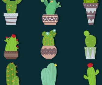 Kaktus Ikon Gromadzenie Różnych Typów Izolacji Zielone