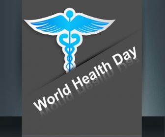 คทางูไขว้สัญลักษณ์แพทย์โบรชัวร์สวยงามโลกสุขภาพวันสะท้อนออกแบบเวกเตอร์