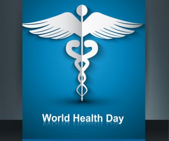 Hermesstab Medizinischen Symbol Broschüre Bunte Vorlage Welt Gesundheit Tag Reflexion Design Vektor