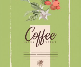 카페 광고 포스터 복고풍 디자인 천연 식물 스케치