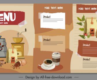 cafe menu template coffee elements stickers decor