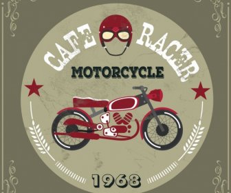 Cafe Racer Advertisement Motorcycle Icon Vintage Design