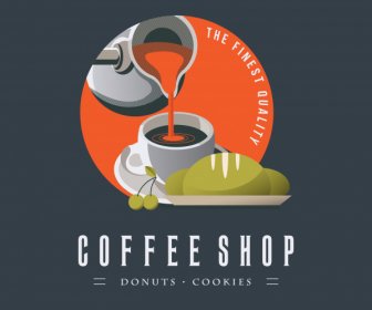 مقهى متجر Logotype الحركة تصميم الكلاسيكية الملونة