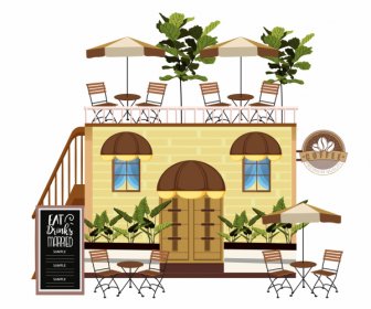 Cafeteria Architecture Template Modern Outdoor Decor