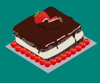 Kue Lukisan Cokelat Fruity Krim Dekorasi 3D Sketsa