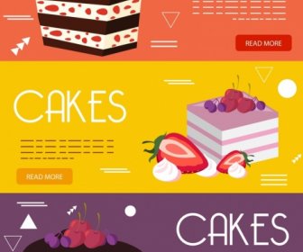 Cakes Advertising Banner Colorful Decor Webpage Design