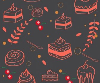 Kuchen Hintergrund Dunkle 3d Handgezeichnete Skizze