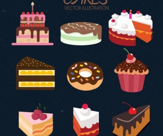 Cakes Icons Collection Colorful 3d Design