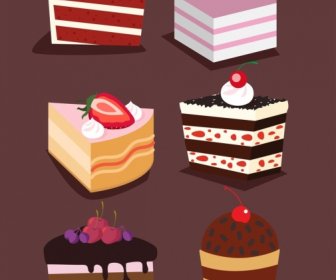 Cakes Icons Collection 3d Colored Decor