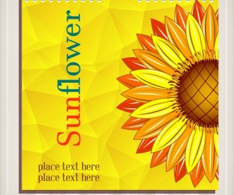 Kalender Penutup Template Sunflower Ikon Kuning Dekorasi