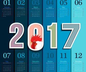 Kalender 2017 Desain Dengan Ayam Dan Gaya Vertikal