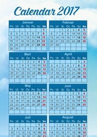 Calendar 2017 Starts With Monday