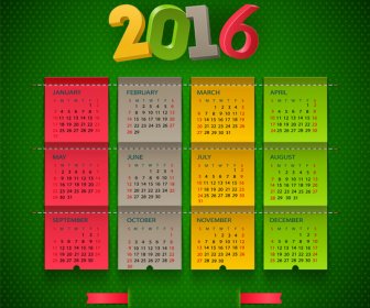 шаблон календаря 2016
