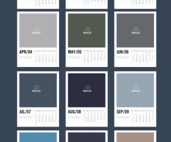 Calendar Template Modern Simple Plain Flat Blank Decor