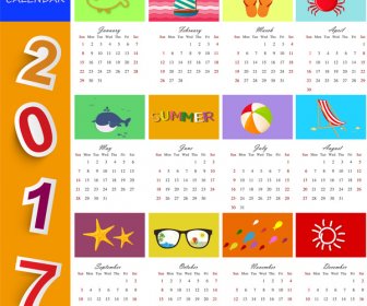 Kalender 2017 Template Pantai Waktu