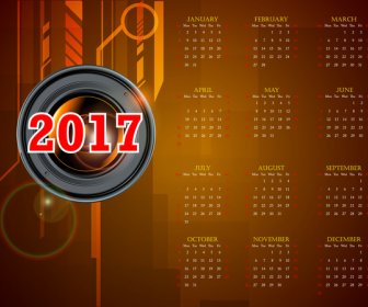 Kalender 2017 Template Kamera Len
