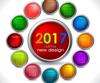 Kalender 2017 Template Lingkaran Tombol