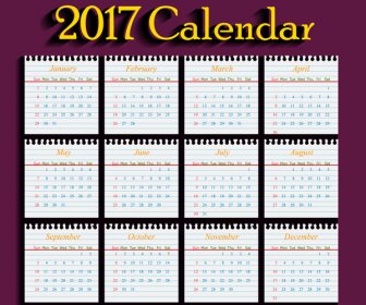 Sekolah Kalender 2017 Template Kertas