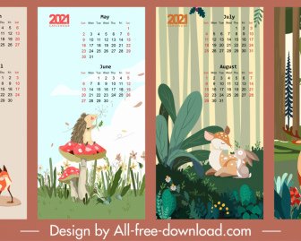 calendar templates wild nature elements sketch