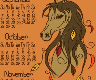 Calendar14 Horse Year Vector