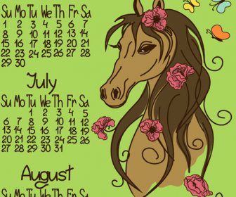 Vektor Tahun Kuda Calendar14