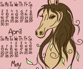 Vetor De Ano Calendar14 Cavalo