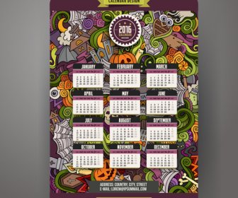 Calendar16 รูปแบบการตกแต่งสร้างสรรค์เวกเตอร์