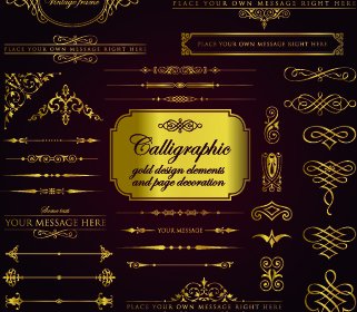 Calligraphy Gold Design Elements Vector