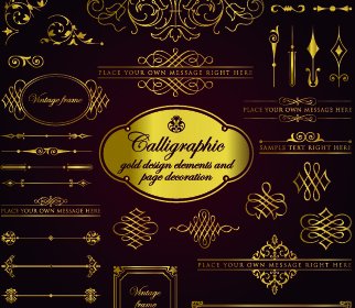 Calligraphy Gold Design Elements Vector