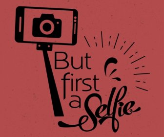 Selfie Kamera Kamera Smartphone Ikon Retro Desain Periklanan