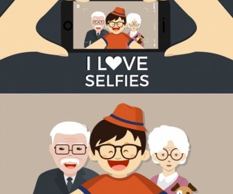 Câmera Selfie Publicidade Foto Humana Smartphone Tela ícones
