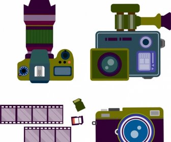 様々 な色のカメラのシンボル セットの種類