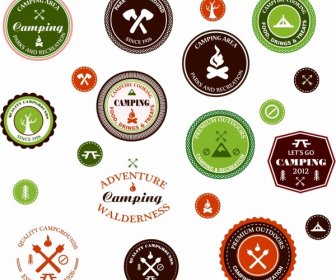 Camping And Outdoor Adventure Badges And Labels