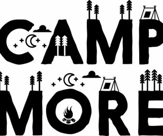 キャンプ バック グラウンド テント月アイコン黒言葉装飾