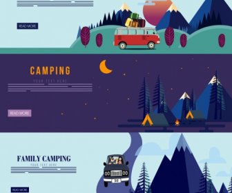 キャンプ バナー山テント運転車のアイコンを設定します