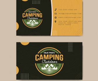 Camping Business Card Template Flat Contrast Classic Design