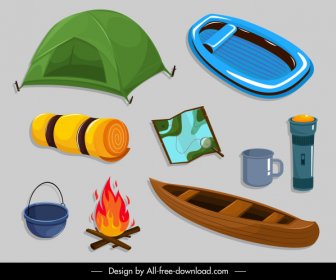 Camping Design Elemente Erkundung Objekte Skizze