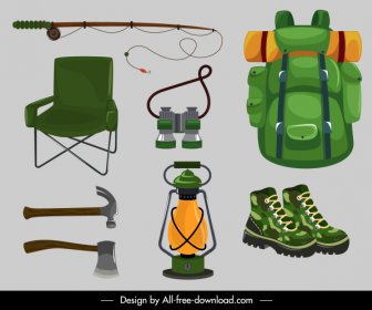 Elementos De Diseño Del Camping Herramientas Personales Boceto -2