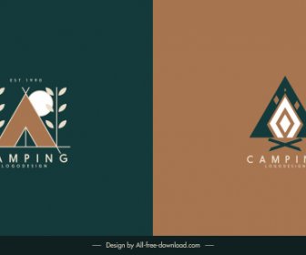 Modelos De Logotipo De Camping Flat Clássico Formas Decoração