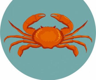 Décor Coloré De Crabe D'icône D'icône De Signe De Zodiaque De Cancer