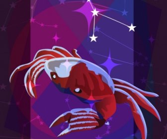 Kanker Zodiak Simbol Merah Kepiting Ikon 3d Desain