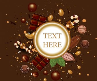 Candies Backdrop Chocolates Nuts Icons Brown Decoration