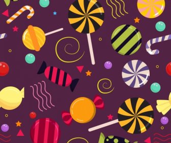Caramelos De Fondo Iconos Brillantes Multicoloras
