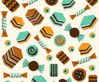 Süßigkeiten, Kuchen Hintergrund Wiederholen Symbole Klassisches Design